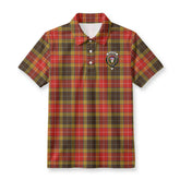 Buchanan Old Set Weathered Tartan Crest Birdseye Mesh Polo Shirt