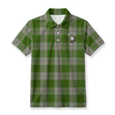 Cunningham Dress Green Dancers Tartan Crest Birdseye Mesh Polo Shirt