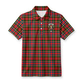 Stewart Royal Tartan Crest Birdseye Mesh Polo Shirt