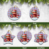 Boswell Modern Tartan Christmas Ceramic Ornament - Highland Cow Winter Style