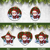 Burnett Tartan Christmas Ceramic Ornament - Santa Claus In Kilt Style