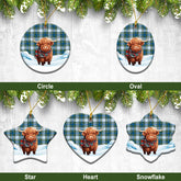 Campbell Dress Ancient Tartan Christmas Ceramic Ornament - Highland Cows Snow Style