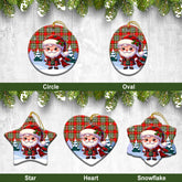 Chattan Tartan Christmas Ceramic Ornament - Santa Claus In Kilt Style