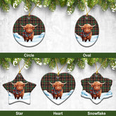 Cumming Hunting Ancient Tartan Christmas Ceramic Ornament - Highland Cows Snow Style