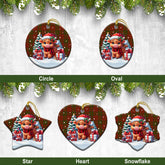 Drummond Clan Tartan Christmas Ceramic Ornament - Highland Cow Winter Style