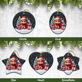 Fraser (of Lovat) Hunting Ancient Tartan Christmas Ceramic Ornament - Highland Cow Winter Style