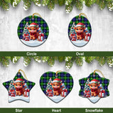 Gordon Modern Tartan Christmas Ceramic Ornament - Highland Cow Winter Style