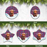 Graham of Menteith Red Tartan Christmas Ceramic Ornament - Highland Cows Snow Style