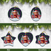 Inglis Modern Tartan Christmas Ceramic Ornament - Highland Cow Winter Style