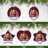 Kelly of Sleat Red Tartan Christmas Ceramic Ornament - Highland Cow Winter Style