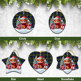Laws Tartan Christmas Ceramic Ornament - Highland Cow Winter Style