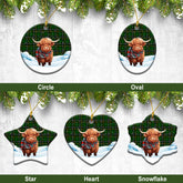 MacAlpine Modern Tartan Christmas Ceramic Ornament - Highland Cows Snow Style