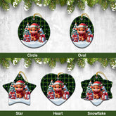 MacArthur Modern Tartan Christmas Ceramic Ornament - Highland Cow Winter Style