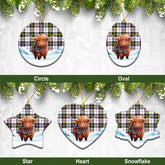 MacPherson Dress Modern Tartan Christmas Ceramic Ornament - Highland Cows Snow Style