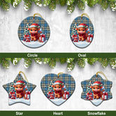 Napier Ancient Tartan Christmas Ceramic Ornament - Highland Cow Winter Style