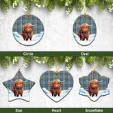 Napier Ancient Tartan Christmas Ceramic Ornament - Highland Cows Snow Style
