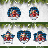 Ramsay Blue Ancient Tartan Christmas Ceramic Ornament - Highland Cow Winter Style