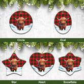 Rattray Modern Tartan Christmas Ceramic Ornament - Highland Cows Snow Style