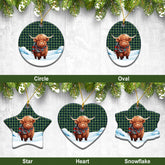 Swinton Tartan Christmas Ceramic Ornament - Highland Cows Snow Style