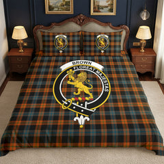Brown Ancient Tartan Crest Bedding Set