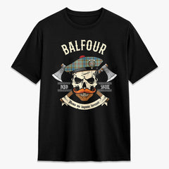 Balfour Blue Tartan Crest 2D T-shirt - Alba Skull Style