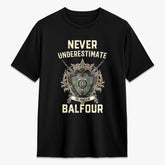 Balfour Blue Tartan Crest 2D T-shirt - Never Underestimate Style