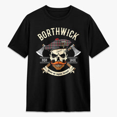 Borthwick Ancient Tartan Crest 2D T-shirt - Alba Skull Style