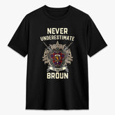 Broun Modern Tartan Crest 2D T-shirt - Never Underestimate Style
