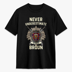 Broun Modern Tartan Crest 2D T-shirt - Never Underestimate Style