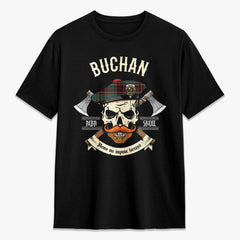 Buchan Ancient Tartan Crest 2D T-shirt - Alba Skull Style