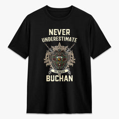 Buchan Ancient Tartan Crest 2D T-shirt - Never Underestimate Style