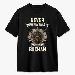 Buchan Modern Tartan Crest 2D T-shirt - Never Underestimate Style