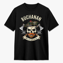 Buchanan Hunting Tartan Crest 2D T-shirt - Alba Skull Style
