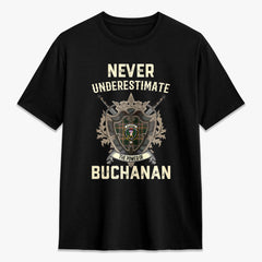Buchanan Hunting Tartan Crest 2D T-shirt - Never Underestimate Style