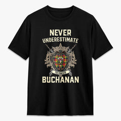 Buchanan Modern Tartan Crest 2D T-shirt - Never Underestimate Style