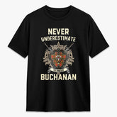 Buchanan Old Set Weathered Tartan Crest 2D T-shirt - Never Underestimate Style