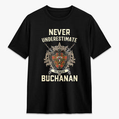 Buchanan Old Set Weathered Tartan Crest 2D T-shirt - Never Underestimate Style