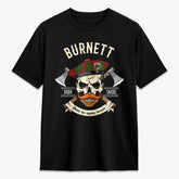 Burnett Tartan Crest 2D T-shirt - Alba Skull Style
