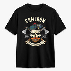Cameron of Erracht Ancient Tartan Crest 2D T-shirt - Alba Skull Style