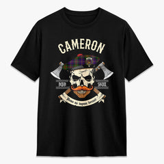Cameron of Erracht Modern Tartan Crest 2D T-shirt - Alba Skull Style