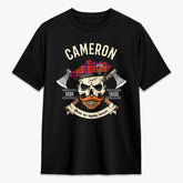 Cameron of Lochiel Modern Tartan Crest 2D T-shirt - Alba Skull Style