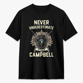 Campbell of Cawdor Modern Tartan Crest 2D T-shirt - Never Underestimate Style