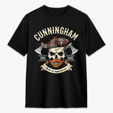 Cunningham Burgundy Dancers Tartan Crest 2D T-shirt - Alba Skull Style