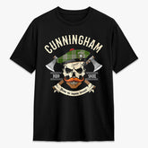 Cunningham Dress Green Dancers Tartan Crest 2D T-shirt - Alba Skull Style