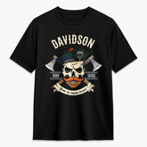 Davidson Modern Tartan Crest 2D T-shirt - Alba Skull Style