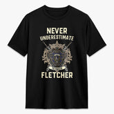 Fletcher of Dunans Tartan Crest 2D T-shirt - Never Underestimate Style
