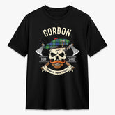 Gordon Old Ancient Tartan Crest 2D T-shirt - Alba Skull Style