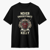 Kelly of Sleat Red Tartan Crest 2D T-shirt - Never Underestimate Style