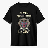 Lindsay Ancient Tartan Crest 2D T-shirt - Never Underestimate Style