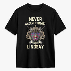 Lindsay Ancient Tartan Crest 2D T-shirt - Never Underestimate Style